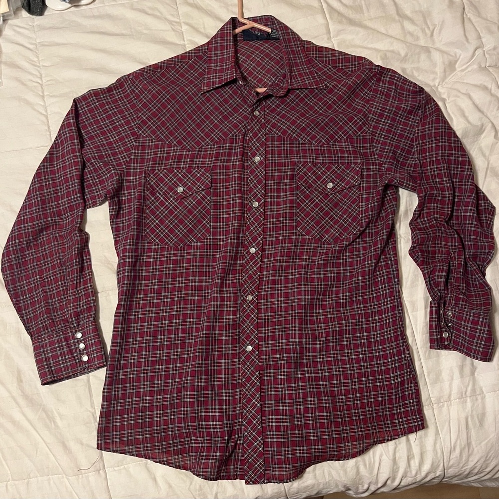 Vintage New Frontiers Big Yank Western Snap Button Down Shirt Size Medium